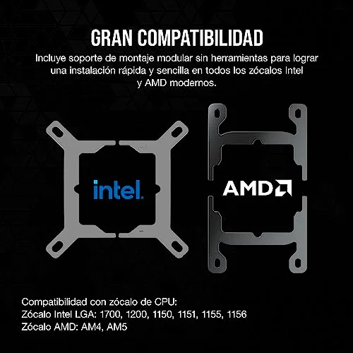 Corsair ▫️ iCUE LINK H115i RGB Refrigerador Líquido para CPU - AIO de 280 mm - Ventiladores QX140 RGB - Compatível com Intel LGA 1700 e AMD AM5 - Concentrador de sistema iCUE LINK incluído - Preto 7