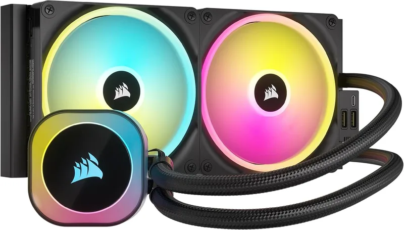 Corsair ▫️ iCUE LINK H115i RGB Refrigerador Líquido para CPU - AIO de 280 mm - Ventiladores QX140 RGB - Compatível com Intel LGA 1700 e AMD AM5 - Concentrador de sistema iCUE LINK incluído - Preto
