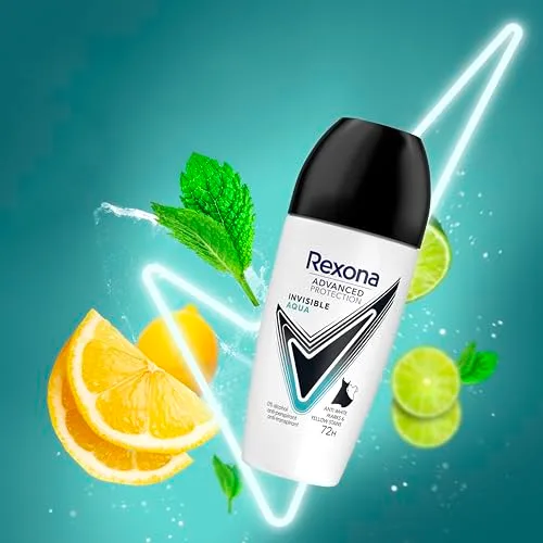 Rexona ▫️ Advanced Protection Desodorizante antitranspirante Roll-On para Mulher INVISIBLE AQUA 72h 50 ml x 6 6