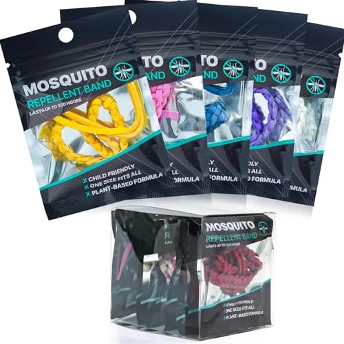 CARBERRY ▫️ Pulseira repelente de mosquitos, 10 unidades, em couro ajustável, sem DEET, pulseiras naturais repelentes de insetos para adultos e crianças, 350 horas de proteção contra insetos 2