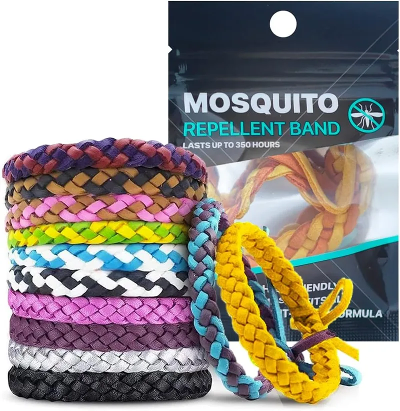 CARBERRY ▫️ Pulseira repelente de mosquitos, 10 unidades, em couro ajustável, sem DEET, pulseiras naturais repelentes de insetos para adultos e crianças, 350 horas de proteção contra insetos