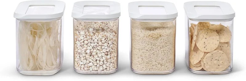 Mepal ▫️ Conjunto de 4 peças para recipientes para alimentos Modula - Recipientes para alimentos com tampa - Organizadores de cozinha e caixas herméticas - 4 x 1000 ml - Branco