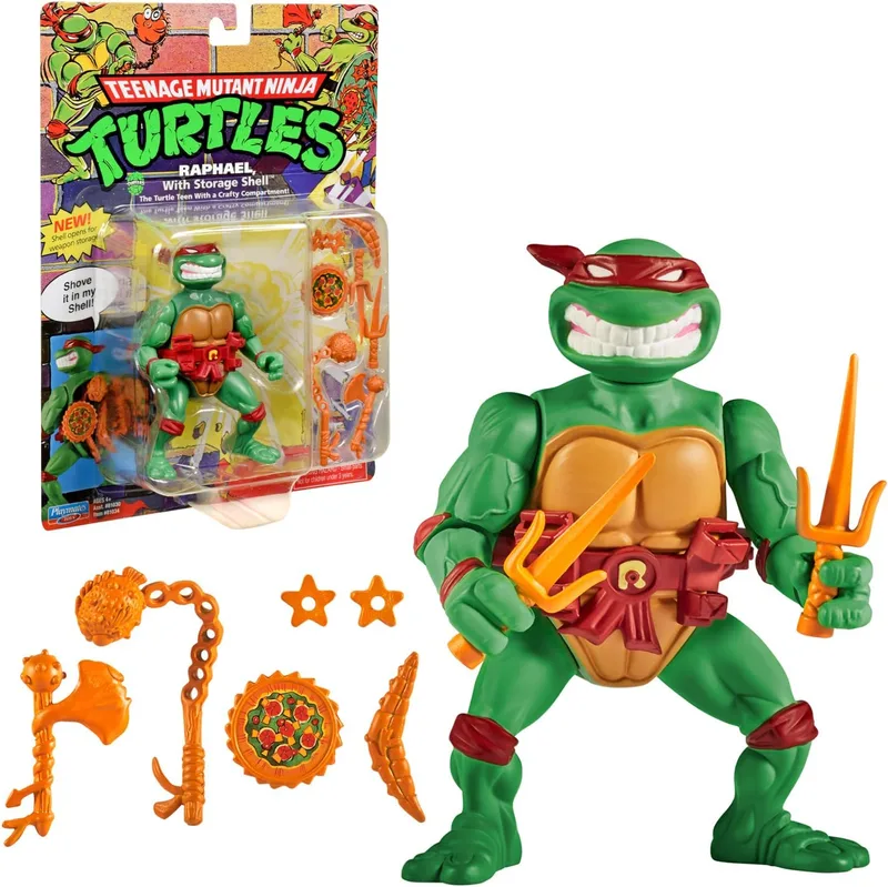 TEENAGE MUTANT NINJA ▫️ Tartarugas Ninja, Figura articulada de 10 cm, Figura de coleção clássica, Raphael, Brinquedo para crianças a partir dos 4 anos, Giochi Preziosi T00013, Verde