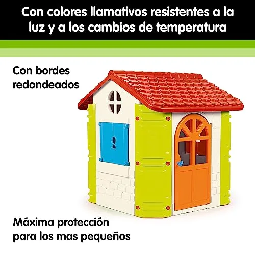 FEBER ▫️ -House, Casinha de jardim para crianças, cores quentes: azul, vermelho, laranja e verde, resistente e segura, casinha infantil para brincadeiras ao ar livre, dos 2 aos 6 anos, Famosa (800013950), versão atual 4