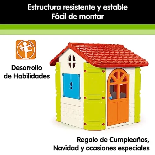 FEBER ▫️ -House, Casinha de jardim para crianças, cores quentes: azul, vermelho, laranja e verde, resistente e segura, casinha infantil para brincadeiras ao ar livre, dos 2 aos 6 anos, Famosa (800013950), versão atual 5