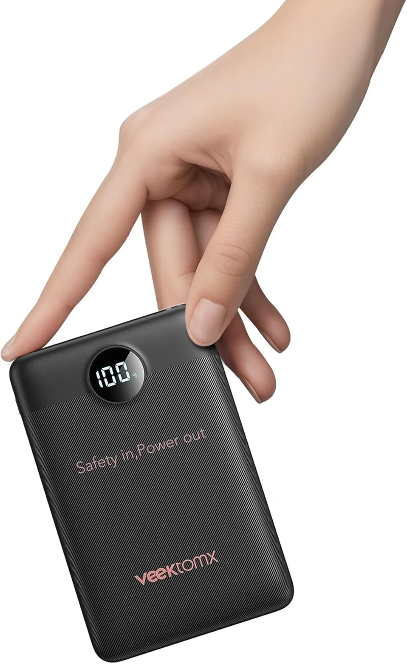 VEEKTOMX ▫️ Bateria Externa de Carregamento Rápido 22,5 W, Mini Power Bank 10 000 mAh