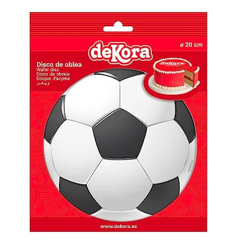 dekora ▫️ Disco de bolacha comestível para bolo de futebol, decoração para bolo de aniversário infantil com bola, papel de arroz comestível sem glúten, sem lactose, 20 cm 3