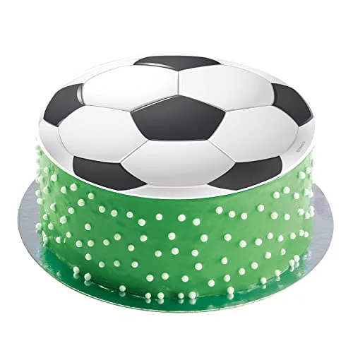 dekora ▫️ Disco de bolacha comestível para bolo de futebol, decoração para bolo de aniversário infantil com bola, papel de arroz comestível sem glúten, sem lactose, 20 cm 4