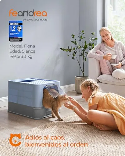 Feandrea ▫️ Arenero Gato, Bandeja Retirável, Capacidade de 15 kg, Pá 3