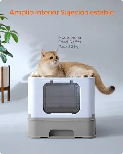 Feandrea ▫️ Arenero Gato, Bandeja Retirável, Capacidade de 15 kg, Pá 6