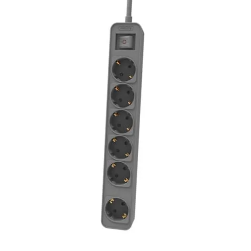 PHILIPS ▫️ Multitoma CHP2164G - Multitoma com 6 tomadas, cabo de 1,5 metros, interruptor principal, fecho de segurança automático, indicador LED de alimentação - Cor cinzenta 2