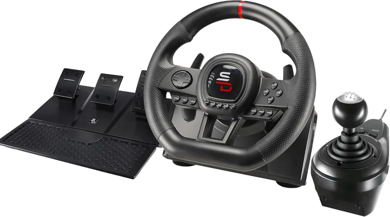 Subsonic ▫️ GS650-X Superdrive Steering Wheel - Volante de competição com alavanca de velocidades, patilhas de volante e pedais. Rotação de 270° e vibração. Para PS4, Xbox Series X/S e Xbox One - Preto