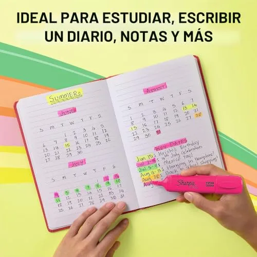 Sharpie ▫️ Marcadores fluorescentes Fluo XL | ponta biselada | Marcadores fluorescentes nas cores amarelo-rosa-laranja e verde | embalagem com 4 marcadores 2