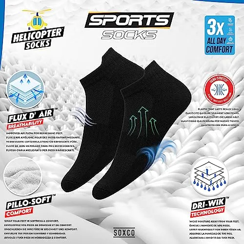 SOXCO ▫️ 10 pares de meias curtas para homem e mulher, meias de corrida e desporto, embalagem de 10 2