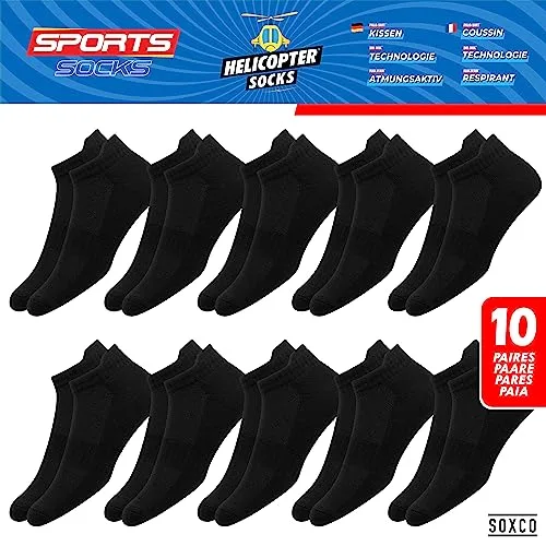 SOXCO ▫️ 10 pares de meias curtas para homem e mulher, meias de corrida e desporto, embalagem de 10 3