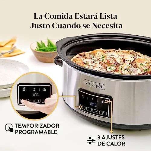 Crock-Pot ▫️ Panela elétrica de cozedura lenta Sizzle & Stew | 3,5 L (3-4 pessoas) | Recipiente removível compatível com placas de indução | Carne e legumes | Ficha UE de 2 pinos | Aço inoxidável [CSC111X] 4