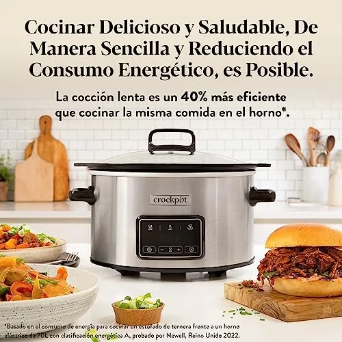 Crock-Pot ▫️ Panela elétrica de cozedura lenta Sizzle & Stew | 3,5 L (3-4 pessoas) | Recipiente removível compatível com placas de indução | Carne e legumes | Ficha UE de 2 pinos | Aço inoxidável [CSC111X] 5