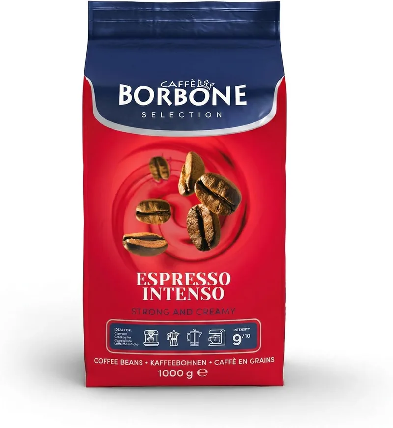 Caffè Borbone ▫️ Café em Grão - Espresso Intenso - Autêntico Espresso Napolitano - Intensidade 9/10 - Mistura rica e vibrante com notas de chocolate preto - Formato de 1 kg