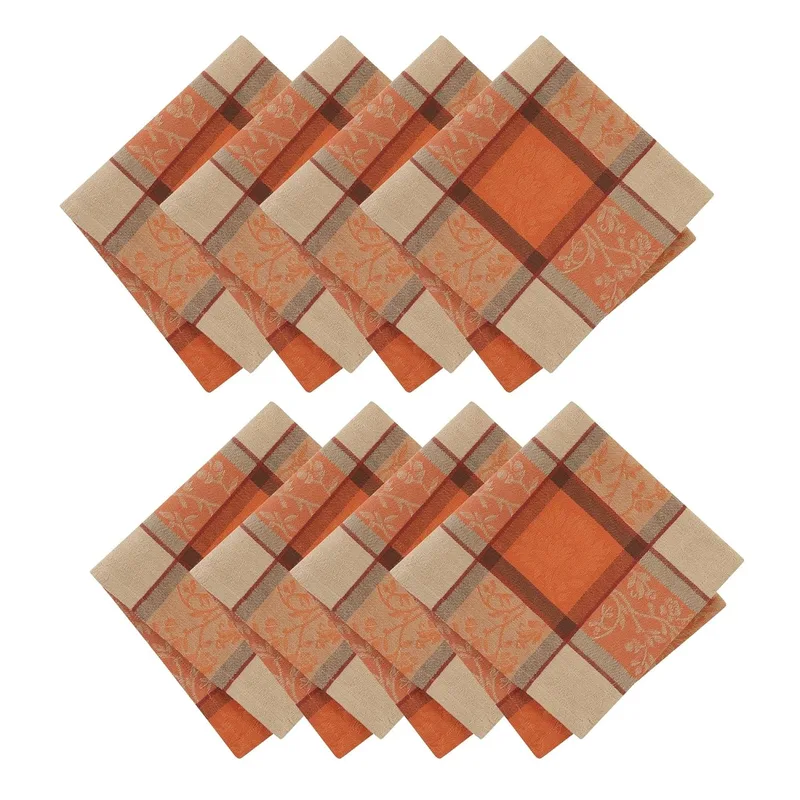Threadmade ▫️ Elrene Home Fashions Conjunto de 8 guardanapos Jacquard com motivo «Colheita de Outono», 17 x 17 polegadas