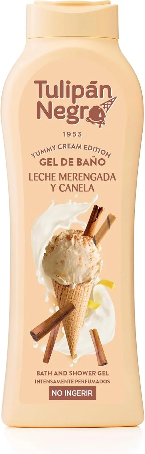 TULIPAN NEGRO ▫️ Black Tulip - Gel de Banho Nutritivo e Hidratante Leite de Merengue de Canela e Canela, Gel de Duche de Fragrância Doce, 650 ml