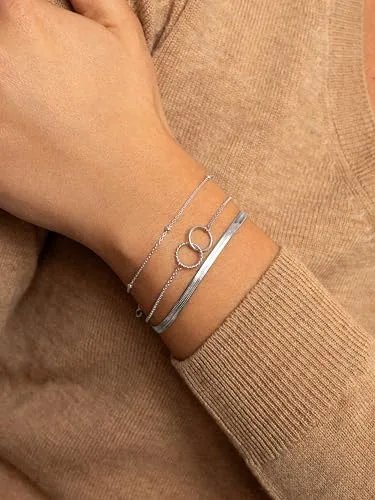 SINGULARU ▫️ Pulseira Circles Twist - Pulseira em latão com acabamento em banho de ouro de 18 quilates ou ródio - Tamanho único - Comprimento da corrente: 19 cm - Joalharia para mulher - Fabricado em Espanha 2