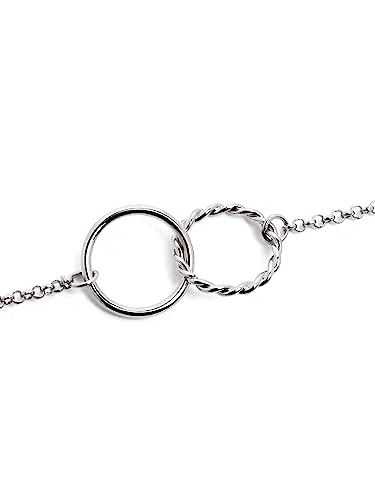 SINGULARU ▫️ Pulseira Circles Twist - Pulseira em latão com acabamento em banho de ouro de 18 quilates ou ródio - Tamanho único - Comprimento da corrente: 19 cm - Joalharia para mulher - Fabricado em Espanha 3