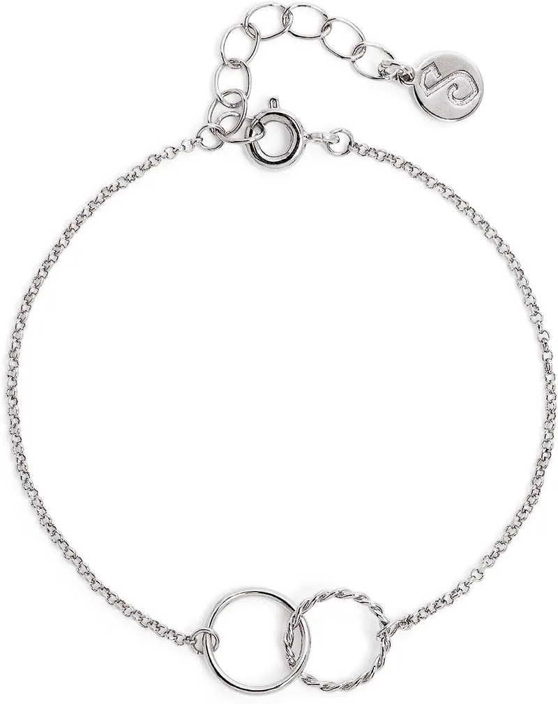SINGULARU ▫️ Pulseira Circles Twist - Pulseira em latão com acabamento em banho de ouro de 18 quilates ou ródio - Tamanho único - Comprimento da corrente: 19 cm - Joalharia para mulher - Fabricado em Espanha