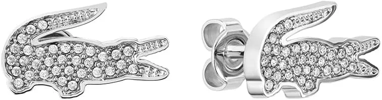 Brincos de botão Lacoste para mulher Coleção CROCODILE disponível em Prata, Ouro Amarelo ou Ouro Rosa