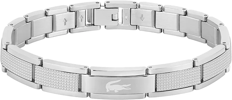Lacoste ▫️ Pulseira de elos para homem da coleção STENCIL em aço inoxidável
