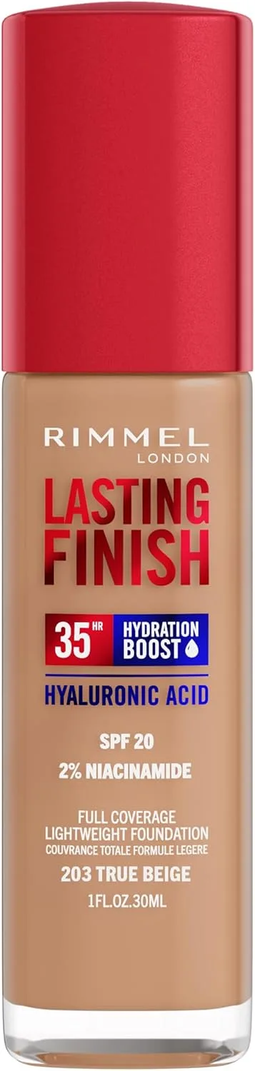 Rimmel London ▫️ Lasting Finish, Base de maquilhagem, 203 - True Beige, 30 ml