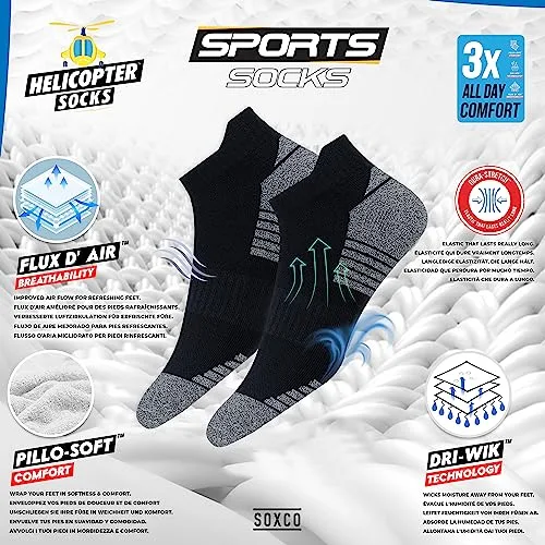SOXCO ▫️ 10 pares de meias curtas para homem e mulher, meias de corrida e desporto, embalagem de 10 2