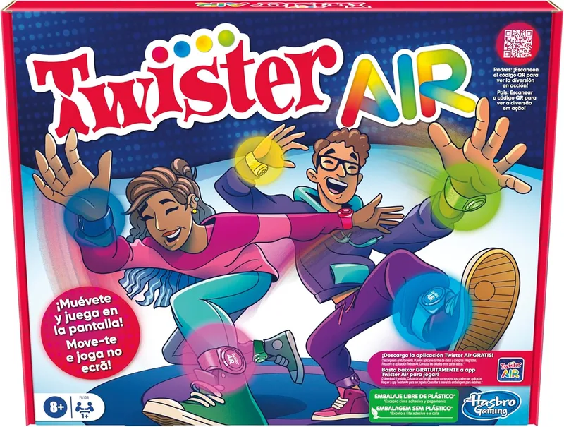 Hasbro Gaming ▫️ Jogo Twister Air - Jogo Twister Air com aplicação de RA - Liga-se a dispositivos inteligentes - Jogos de festa activos - Idade: 8+ - Jogo Twister Air com aplicação de RA - Liga-se a dispositivos inteligentes - Jogos de festa activos - Idade: 8+