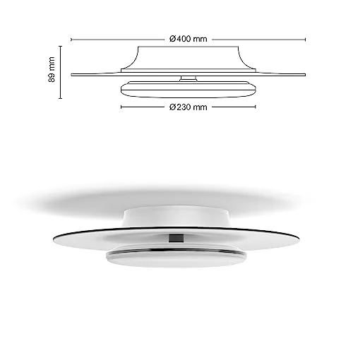 Philips ▫️ Luminária de teto LED Garnet, 30 W, 3100 lúmens, luz branca quente 2700 K com tecnologia SceneSwitch, preta 2
