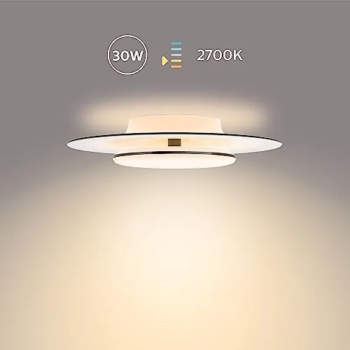 Philips ▫️ Luminária de teto LED Garnet, 30 W, 3100 lúmens, luz branca quente 2700 K com tecnologia SceneSwitch, preta 3