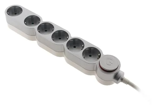 Zenitech ▫️ Tomada múltipla com 6 tomadas Schuko de 16 A e interruptor, cinzenta 3