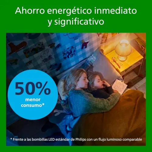 Philips ▫️ Lâmpada LED Mate Eficiente, Casquilho E27, 4 W, 840 lúmenes, Luz Branca Quente 2700 K, Classe Energética A 3