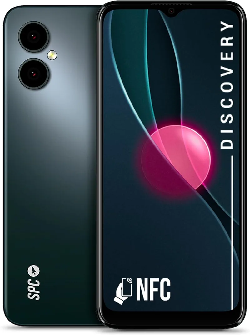 SPC ▫️ Discovery - Smartphone de 3+128 GB, ecrã HD+ de 6,5", NFC, desbloqueio facial e por impressão digital, 4G, câmara traseira dupla de 13 MP com IA, bateria de 4500 mAh, Android 13 - Deep Sky Colour
