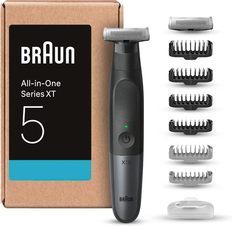 Braun ▫️ Aparador de barba Series X, máquina de barbear eléctrica para homem para rosto e corpo, máquina de barbear, aparador de pêlos para homem, pente bidirecional, cabeça flexível, à prova de água, XT5270