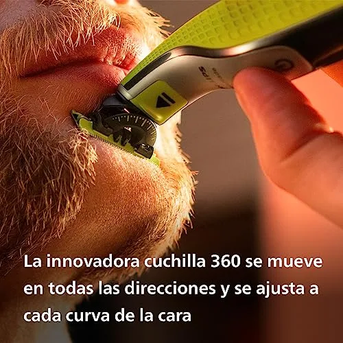 PHILIPS ▫️ OneBlade 360 - Máquina de barbear híbrida, barbeador elétrico e aparador, 2 lâminas 360, pente-guia ajustável 5 em 1 (modelo QP2734/30) 3