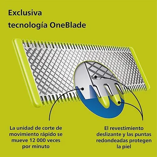PHILIPS ▫️ OneBlade 360 - Máquina de barbear híbrida, barbeador elétrico e aparador, 2 lâminas 360, pente-guia ajustável 5 em 1 (modelo QP2734/30) 4
