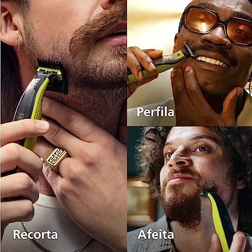 PHILIPS ▫️ OneBlade 360 - Máquina de barbear híbrida, barbeador elétrico e aparador, 2 lâminas 360, pente-guia ajustável 5 em 1 (modelo QP2734/30) 5