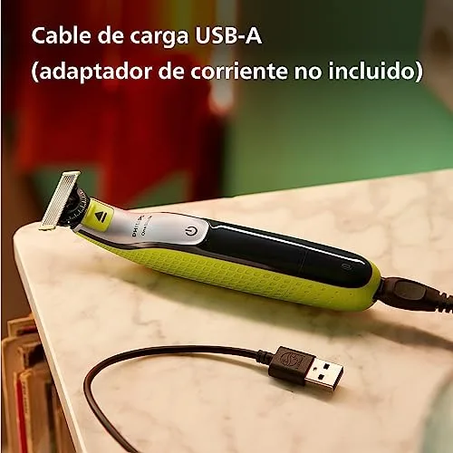 PHILIPS ▫️ OneBlade 360 - Máquina de barbear híbrida, barbeador elétrico e aparador, 2 lâminas 360, pente-guia ajustável 5 em 1 (modelo QP2734/30) 6