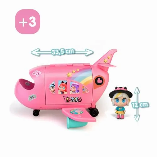 Trotties ▫️ Avião da Chiara, Avião Rosa de Brinquedo e Boneca Mini, 20 Acessórios, Autocolantes e Vários Espaços e Modos de Jogo, A partir dos 3 anos, Famosa (TFT12000) 2