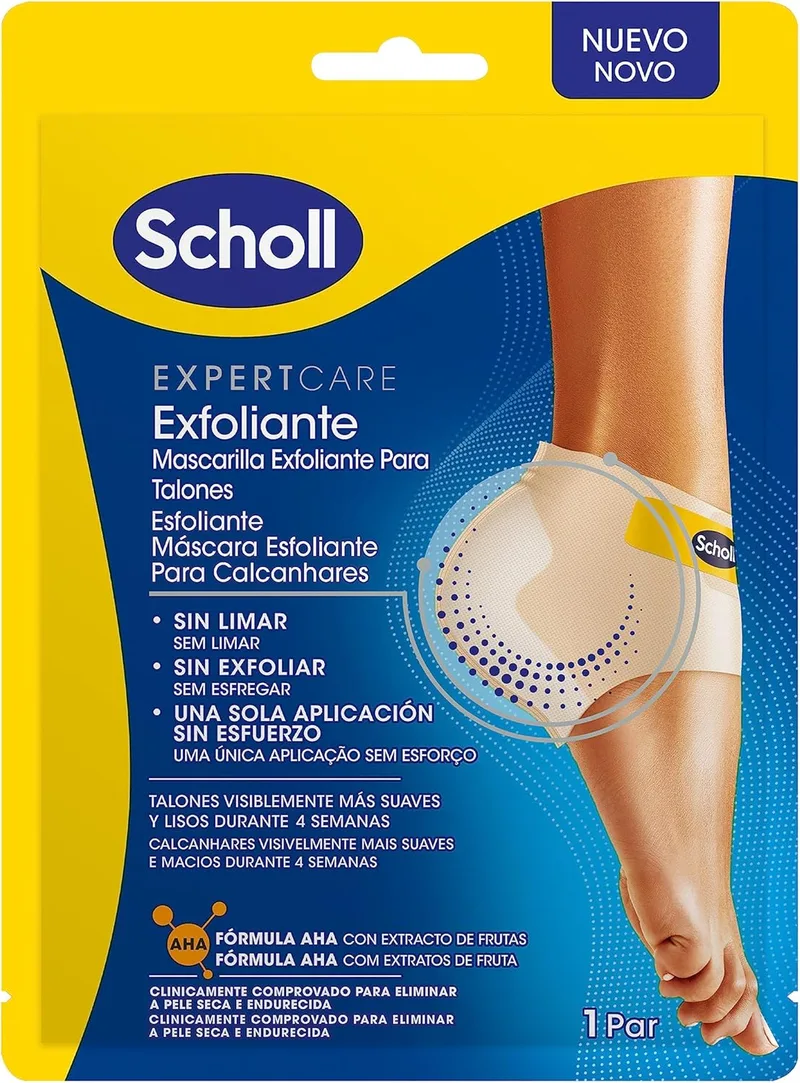 Dr. Scholl's ▫️ Expert Care Máscara Esfoliante para Calcanhares - Clinicamente comprovada para eliminar a pele seca e endurecida - 1 par