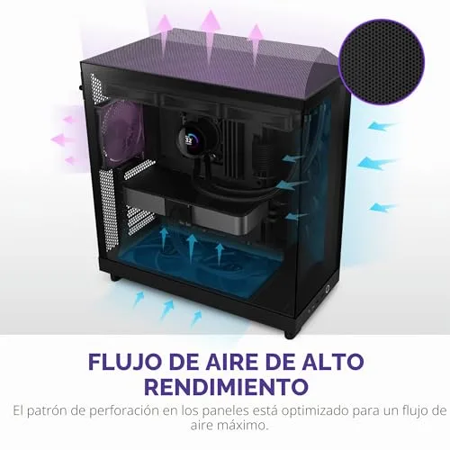 NZXT ▫️ H6 Flow - Caixa para PC ATX compacta com duas câmaras - Preto 5