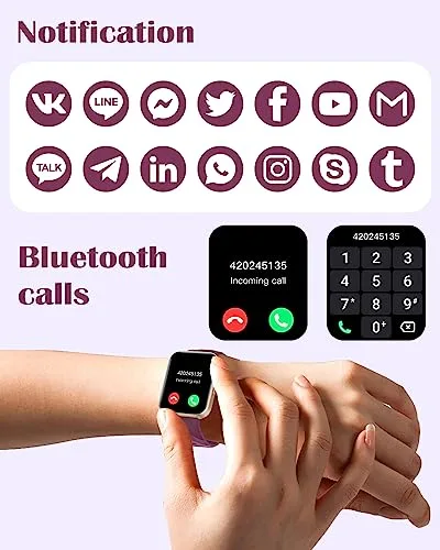 RUIMEN ▫️ Relógio Inteligente para Homem e Mulher com Função de Chamada, Relógio Inteligente de 1,83" com Pulsómetro, Podómetro, Oxímetro, Monitor de Sono, Mostrador Personalizável, Resistente à Água (IP68), Pulseira de Atividade para iOS e Android 2