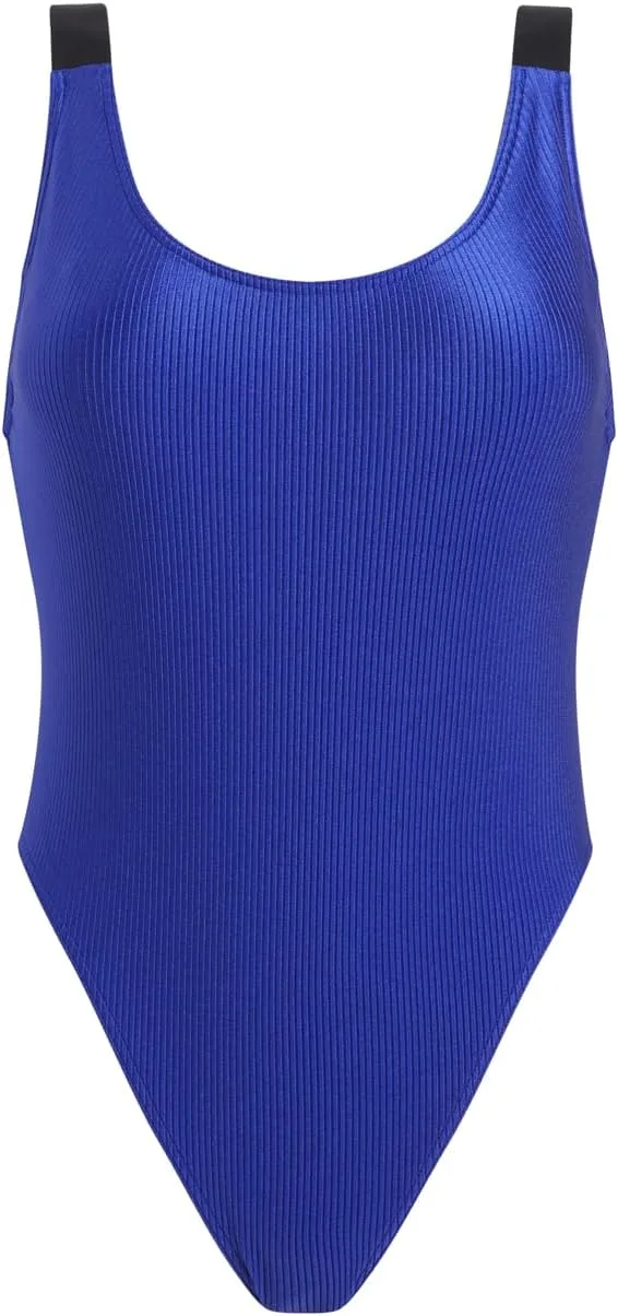Calvin Klein ▫️ Fato de banho feminino de uma peça com decote redondo nas costas e decote nas costas