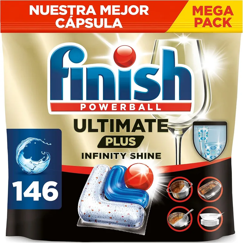 Finish ▫️ Ultimate Plus Infinity Shine Cápsulas para a máquina de lavar louça - 146 cápsulas