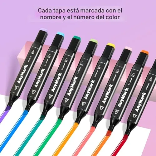AnyMark ▫️ Canetas de marcação com álcool, 120 cores, ponta dupla biselada e fina 4