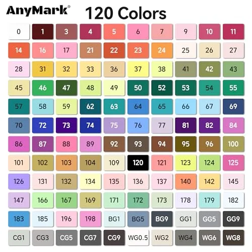 AnyMark ▫️ Canetas de marcação com álcool, 120 cores, ponta dupla biselada e fina 5